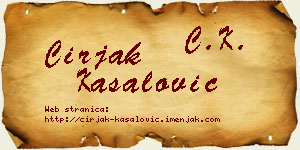 Ćirjak Kasalović vizit kartica